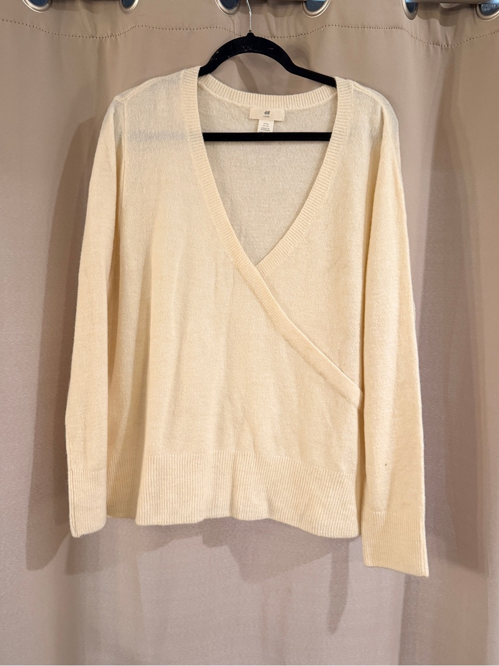 Women’s Cream H&M Wrap V-Neck Sweater